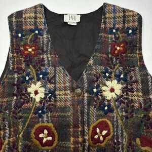 I.V.Y Flower Garden Print Women's Wool Blend Vest Size Large